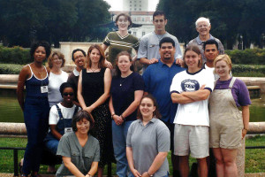 Members of the first Dow Jones Newspaper Fund residency t UT gather on the last full day of training Thursday. Photo by Robert Jensen.