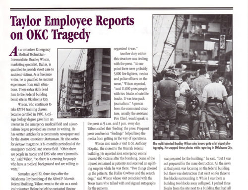 Taylor employee reports on OKC tragedy