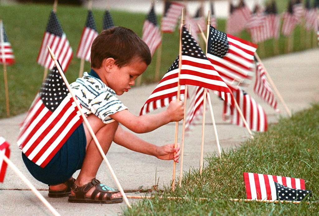 kid with flags